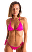 womens sexy side tie cheeky scrunchie bikini swimsuit skinz brazilian swimwear in barbie hot pink; Side Tie Scrunch Bottom in Fuchsia 2; Side Tie Scrunch Bottom