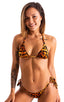 womens sexy side tie cheeky scrunchie bikini swimsuit skinz brazilian swimwear in Golden Leopard; Side Tie Scrunch Bottom in Golden Leopard 2; Side Tie Scrunch