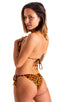 womens sexy side tie cheeky scrunchie bikini swimsuit skinz brazilian swimwear in Golden Leopard; Side Tie Scrunch Bottom in Golden Leopard 2; Side Tie Scrunch