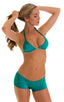 womens boy cut swim shorts swimwear watersports bottom in deep teal; Boy Cut Swim Shorts in Deep Teal, Rear View; Boy Cut Swim Shorts in Deep Teal, Front Altern