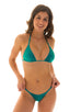 womens sexy swimsuit scunchie butt brazilian bikini puckered swimwear in Deep Jade; Brazilian Pucker Butt Bikini in Deep Jade, Rear View; Brazilian Pucker Butt