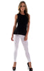 womens low cut designer leggings rock star fashion tights in white; Womens Super Low Rise Leggings in Optic White, Rear View; Womens Super Low Rise Leggings in