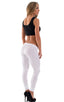 womens low cut designer leggings rock star fashion tights in white; Womens Super Low Rise Leggings in Optic White, Rear View; Womens Super Low Rise Leggings in