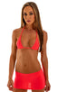 Micro Mini Skirt in Semi Sheer ThinSKINZ Neon Coral, Front View; Micro Mini Skirt in Semi Sheer ThinSKINZ Neon Coral, Rear View; Special Order Notice; Micro Min