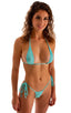 Teardrop Bikini Top in Tahitian Magenta-Aqua, Front View; Teardrop Bikini Top in Tahitian Magenta-Aqua, Rear View; Teardrop Bikini Top in Tahitian Magenta-Aqua,