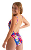 Womens One Piece Zipper Front Swimsuit in White Hibiscus 1; Womens One Piece Zipper Front Swimsuit in White Hibiscus 2; Womens One Piece Zipper Front Swimsuit i