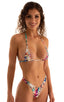 Womens Contest Tanning Triangle Swimsuit Top in Rainbow Reptile, Front View; Womens Contest Tanning Triangle Swimsuit Top in Rainbow Reptile, Rear View; Womens