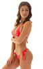 womens sexy side tie cheeky scrunchie bikini swimsuit skinz brazilian swimwear in sheer neon coral; Womens Side Tie Scrunch Bottom in ThinSKINZ Neon Coral, Rear