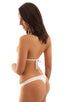 Maximum Tanning Triangle Top in Semi Sheer Super ThinSkinz White, Front View; Maximum Tanning Triangle Top in Semi Sheer Super ThinSkinz White, Rear View; Maxim