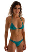 womens sexy t back thong swimsuit low cut micro bikini swimwear in Deep Jade; Low T Back Thong Bottom in Semi Sheer Super ThinSkinz Deep Jade, Rear View; Low T