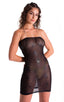 womens sexy mini dress bodycon bandeau club sleeveless micro dresses in sheer black spider web lace; Mini Strapless Bodycon Dress in Black Spiderweb Mesh, Rear