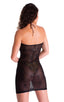 womens sexy mini dress bodycon bandeau club sleeveless micro dresses in sheer black spider web lace; Mini Strapless Bodycon Dress in Black Spiderweb Mesh, Rear