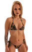 womens sexy side tie cheeky scrunchie bikini swimsuit skinz brazilian swimwear in camouflage; Side Tie Scrunch Bottom in Camo, Rear View; Side Tie Scrunch Botto