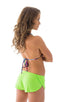womens sexy swimsuit split short beach cover up shorts micro bikini in sheer lime; SusieQ Split Short Beach Cover-Up in ThinSKINZ Neon Lime, Rear View; Special