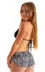 Womens SusieQ Split Short Beach Cover-Up in Mini Zebra 1; Womens SusieQ Split Short Beach Cover-Up in Mini Zebra 2; Womens SusieQ Split Short Beach Cover-Up in