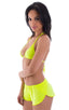 womens sexy swimsuit split short beach cover up shorts micro bikini in sheer neon yellow; SusieQ Split Short Beach Cover-Up in Semi Sheer ThinSKINZ Chartreuse 3
