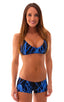 womens boy cut swim shorts bottom in Laser Blue Lightning; Boy Cut Swim Shorts Bottom in Laser Blue Lightning, Rear View; Boy Cut Swim Shorts Bottom in Laser Bl