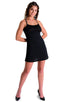 womens sleeveless flare dress sexy swimsuit beach tiki bar cover up in sheer black; Cover Up Mini Dress in Super ThinSKINZ Black, Rear View; Cover Up Mini Dress