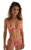 womens sexy tanga swimsuit adjustable thong or bikini swimwear in tahitian sunset pink yellow; Cozumel Fully Adjustable Brazilian Tanga in Tahitian Sunset, Rear