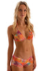 Classic Triangle Swimsuit Top in Tan Through Orange Jungle, Front View; Classic Triangle Swimsuit Top in Tan Through Orange Jungle, Rear View; Classic Triangle