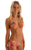 Classic Triangle Swimsuit Top in Tan Through Orange Jungle, Front View; Classic Triangle Swimsuit Top in Tan Through Orange Jungle, Rear View; Classic Triangle