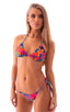 womans tan through low rise side tie brazilian bikini swimsuit sexy swimwear in tahotian floral; Low Rise Side Tie Brazilian Bikini Bottom in Tahitian Tan Throu