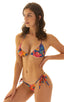 Womens Side Tie Scrunch Bottom in Tan Through Tahitian, Front View; Womens Side Tie Scrunch Bottom in Tan Through Tahitian, Rear View; Side Tie Scrunch Bottom i
