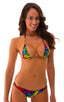 Maximum Tanning Triangle Top in Tan Through Technicolor, Front View; Maximum Tanning Triangle Top in Tan Through Technicolor, Rear Alternative; Maximum Tanning