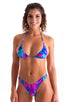 Brazilian Triangle Top in Tahitian Aqua-Magenta, Front View; Brazilian Triangle Top in Tahitian Aqua-Magenta, Rear Alternative; Brazilian Triangle Top in Tahiti