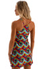 womens sleeveless flare dress sexy swimsuit beach tiki bar cover up in classic tie dye; Cover Up Mini Dress in Classic Tie Dye, Rear View; Special Order Notice;
