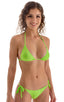 womans low rise side tie brazilian bikini swimsuit sexy swimwear in sheer lime; Low Rise Side Tie Brazilian Bikini Bottom in ThinSKINZ Neon Lime, Rear View; Low