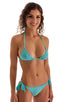 womans low rise side tie brazilian bikini swimsuit sexy swimwear in aquamarine; Low Rise Side Tie Brazilian Bikini Bottom in Aquamarine, Rear View; Low Rise Sid