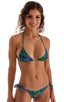 womans tan through low rise side tie brazilian bikini swimsuit sexy swimwear in neon ferns; Low Rise Side Tie Brazilian Bikini Bottom in Tan Through Neon Ferns,