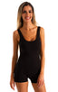 womens seamless workout jumper onsie runsie for yoga pilates gym running in Black Cotton Lycra; Womens Seamless Workout Onsie - Runsie in Black Cotton Lycra 2;