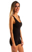 womens seamless workout jumper onsie runsie for yoga pilates gym running in Black Cotton Lycra; Womens Seamless Workout Onsie - Runsie in Black Cotton Lycra 2;