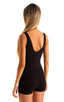 womens seamless workout jumper onsie runsie for yoga pilates gym running in Black Cotton Lycra; Womens Seamless Workout Onsie - Runsie in Black Cotton Lycra 2;