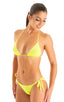 Womens Side Tie Brazilian Bikini Bottom in Super ThinSKINZ Lemon-Lime 1; Womens Side Tie Brazilian Bikini Bottom in Super ThinSKINZ Lemon-Lime 2; Womens Side Ti
