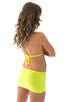 Micro Mini Skirt in ThinSkinz Neon Chartreuse, Front View; Micro Mini Skirt in ThinSkinz Neon Chartreuse, Rear View; Micro Mini Skirt in ThinSkinz Neon Chartreu