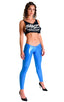 womens low cut designer leggings rock star fashion tights in metallic electric blue; Super Low Rise Leggings in Black Snakeskin Lace, Rear View; Super Low Rise 