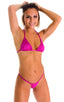 womens micro g string sexy swimsuit bikini in Magenta, Front View; G String Bikini in Magenta, Rear View; G String Bikini in Magenta, Front Alternative; Gold Tr