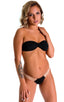 Twistie Bandeau Swim Top in Super ThinSKINZ Black, Front View; Twistie Bandeau Swim Top in Super ThinSKINZ Black, Rear View; Twistie Bandeau Swim Top in Super T