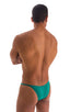mens jade micro pouch swimsuit half back bikini skinz swimwear; Stuffit Pouch Half Back Tanning Swimsuit in Deep Jade, Rear View; Stuffit Pouch Half Back Tannin