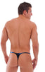 mens smooth pouch string side t back thong sexy swimsuit bikini in Lazer Blue Lightning; Smooth Pouch Skinny Sides Swim Thong in Lazer Blue Lightning, Rear View