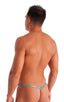 mens micro g string sexy swimsuit bikini in Metallic Mystique Hawaiian Mint; Stuffit Pouch G String Swimsuit in Metallic Mystique Hawaiian Mint, Rear View; Silv