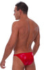 Smooth Front Bikini Bathing Suit in Wet Look Red, Front View; Smooth Front Bikini Bathing Suit in Wet Look Red, Rear View; Special Order Notice; Smooth Front Bi