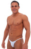 Skinny Side Half Back Swim Suit in Semi Sheer White PowerNet, Front View; Skinny Side Half Back Swim Suit in Semi Sheer White PowerNet, Rear View; Skinny Side H