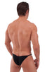 mens micro bikini swimsuit with tiny puckered butt in Semi Sheer ThinSKINZ Black; Micro Pouch - Puckered Back - Rio Bikini in Semi Sheer ThinSKINZ Black, Rear V