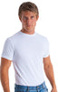 Lycra Tee in Semi Sheer White PowerNet, Front View; Special Order Notice; Lycra Tee in Semi Sheer White PowerNet Fabric