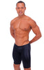 Extreme Lycra Jammer Shorts in Wet Look Black, Front View; Extreme Lycra Jammer Shorts in Wet Look Black, Rear View; Special Order Notice; Extreme Lycra Jammer