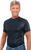 Lycra Tee in Wet Look Black, Front View; Lycra Tee in Wet Look Black, Front Alternative; Special Order Notice; Lycra Tee in Wet Look Black Fabric